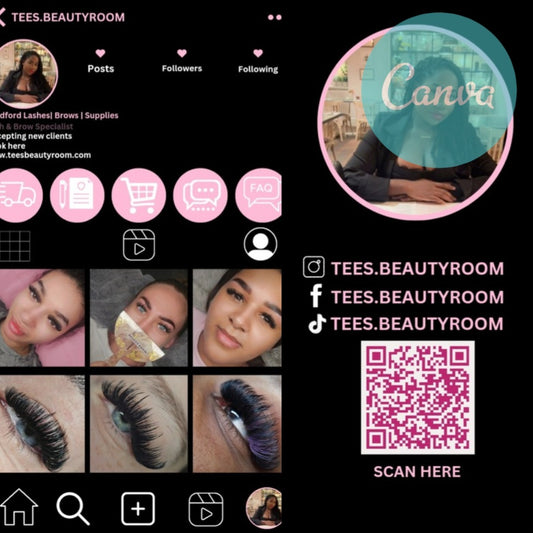 Instagram beauty business cards with QR Code editable